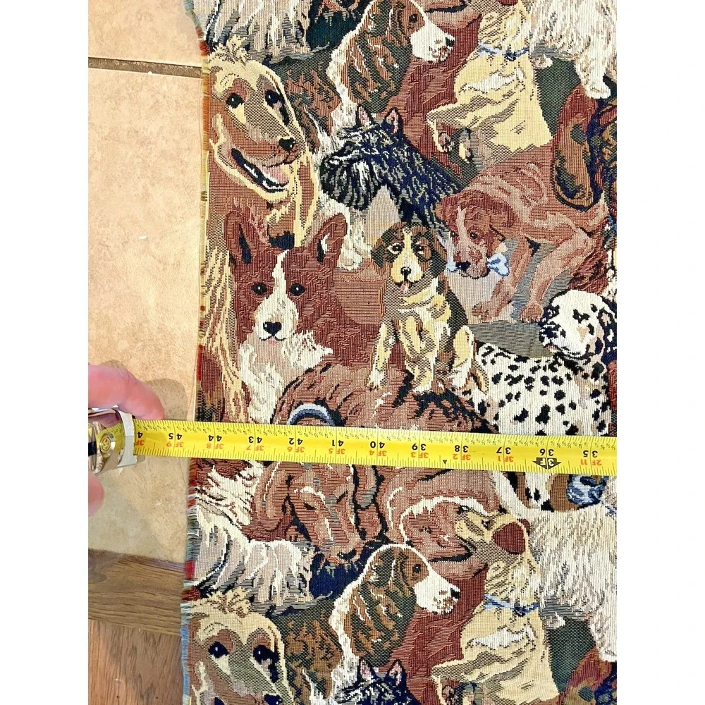 Tapestry Dog Print Fabric Remnant Piece See Pictures for Measurements Vintage